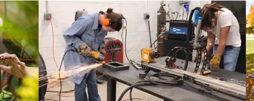 Combo photo of students working